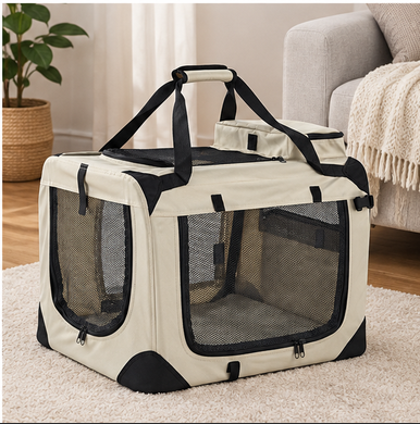 Foldable Soft-Sided Dog & Cat Travel Crate | Portable Breathable Pet Kennel