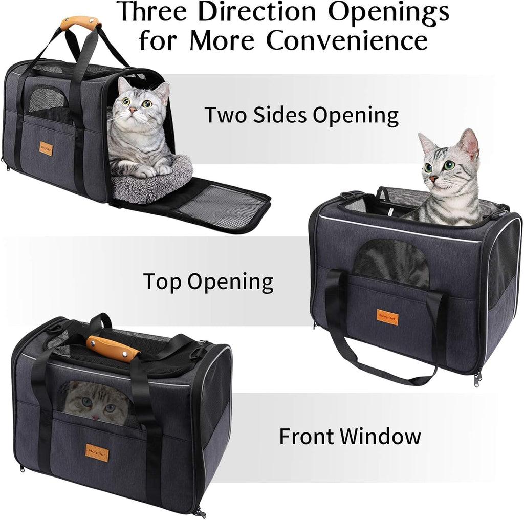 Foldable Cat Carrier | Airline-Approved Travel Bag for Cats & Small Dogs with Bowl & Mat