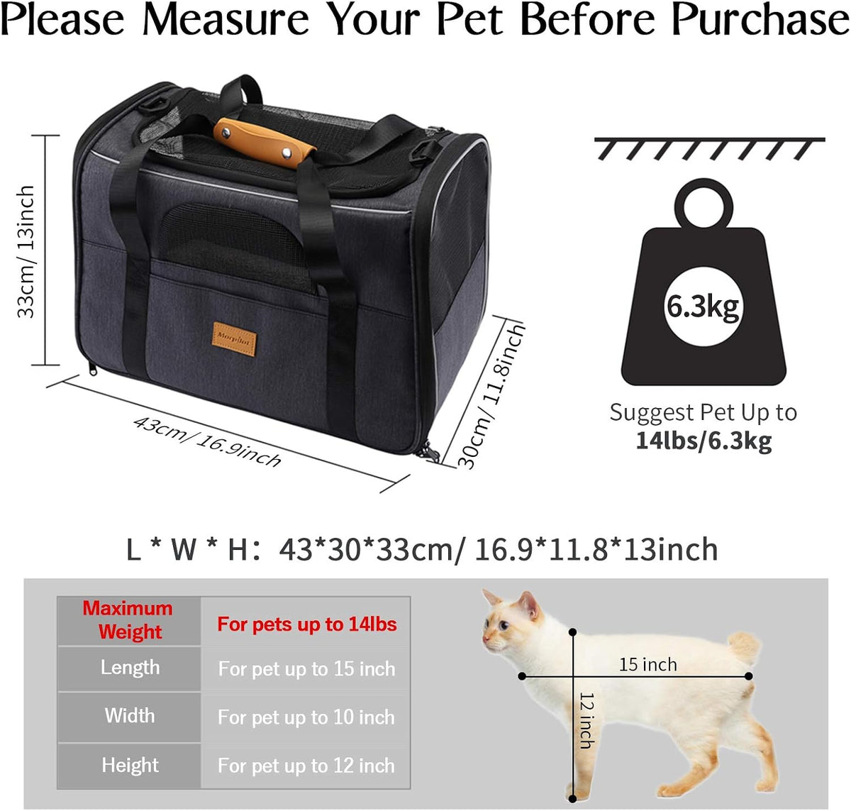 Foldable Cat Carrier | Airline-Approved Travel Bag for Cats & Small Dogs with Bowl & Mat