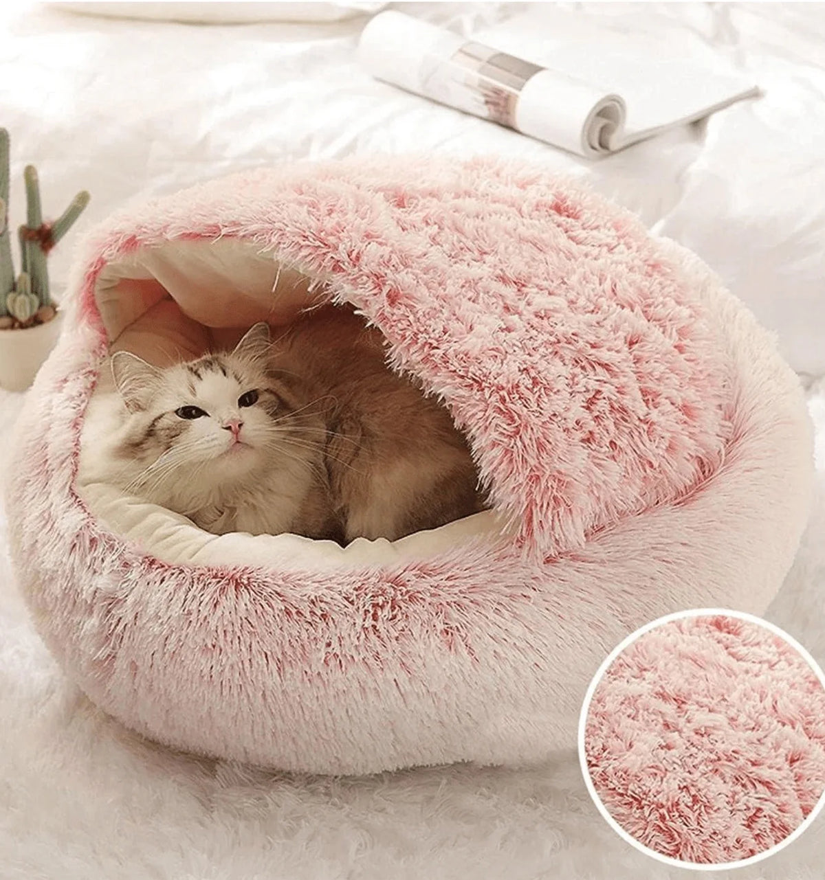 Cozy Cat Cave Bed | Soft Plush Covered Sleeping Nest for Cats & Small Dogs