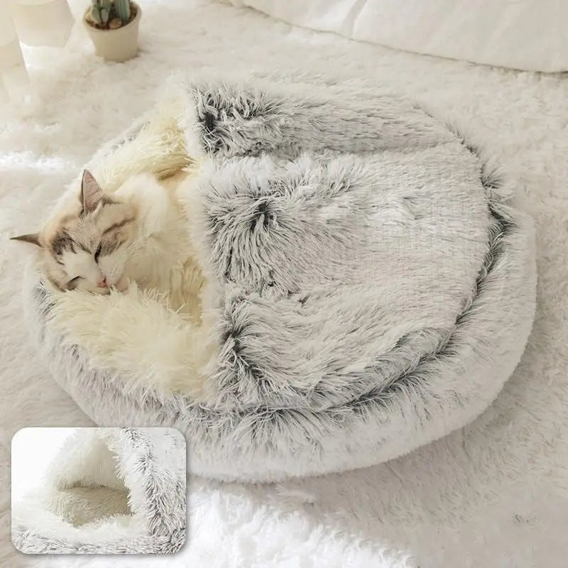 Cozy Cat Cave Bed | Soft Plush Covered Sleeping Nest for Cats & Small Dogs