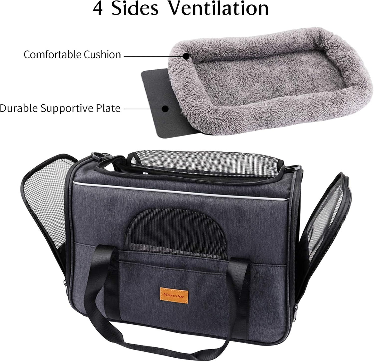 Foldable Cat Carrier | Airline-Approved Travel Bag for Cats & Small Dogs with Bowl & Mat