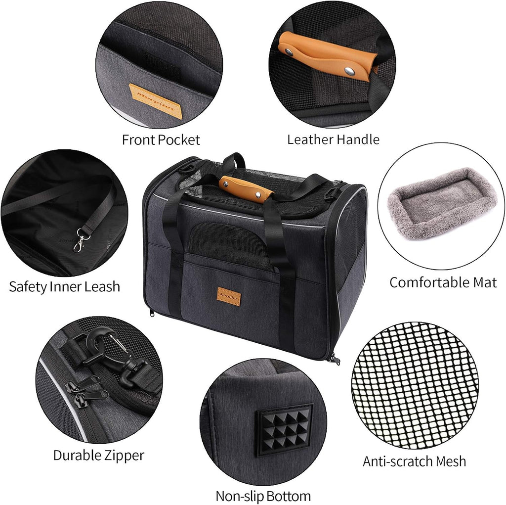 Foldable Cat Carrier | Airline-Approved Travel Bag for Cats & Small Dogs with Bowl & Mat