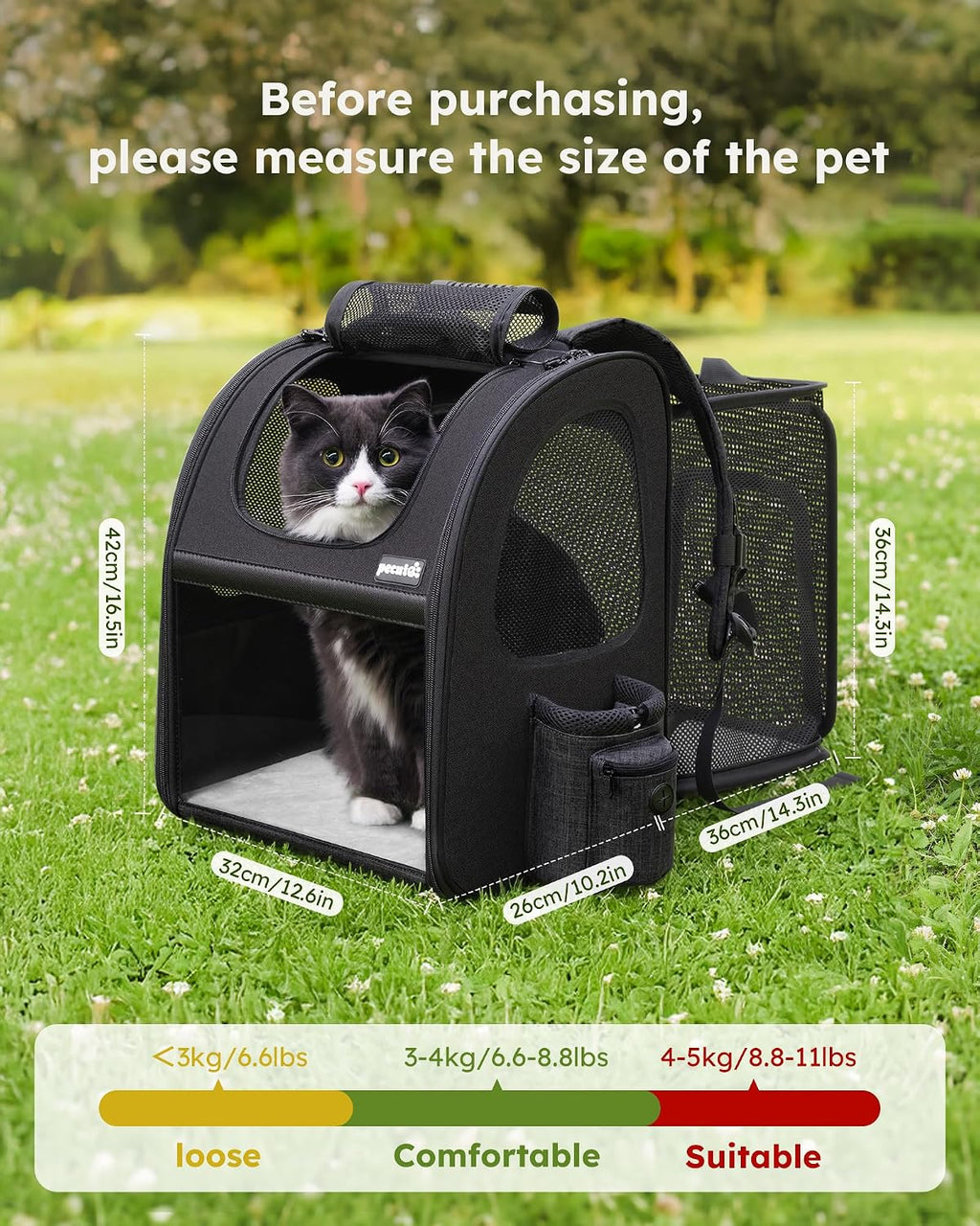 Expandable Pet Carrier Backpack | Breathable Travel Backpack for Cats & Small Dogs