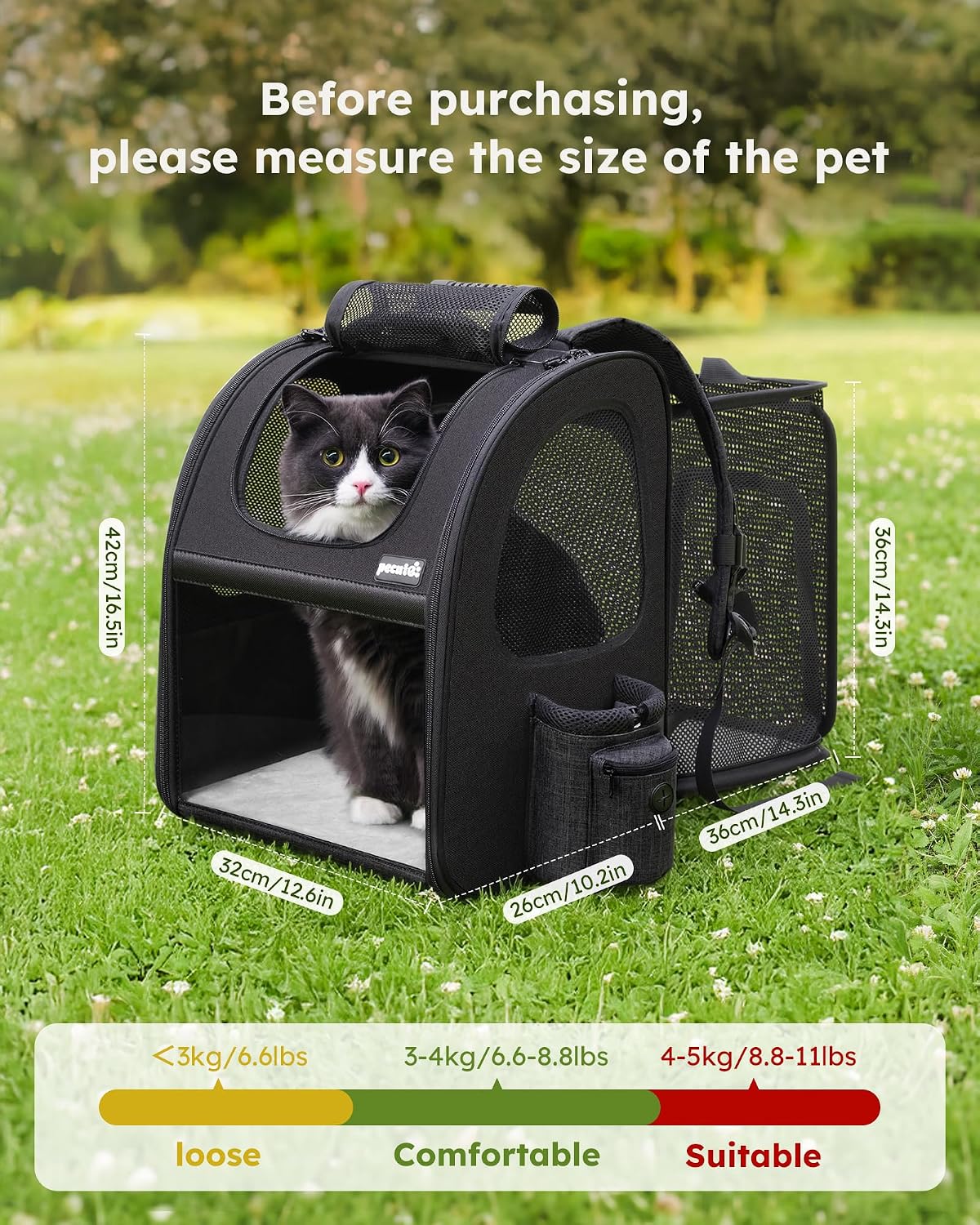 Expandable Pet Carrier Backpack | Breathable Travel Backpack for Cats & Small Dogs
