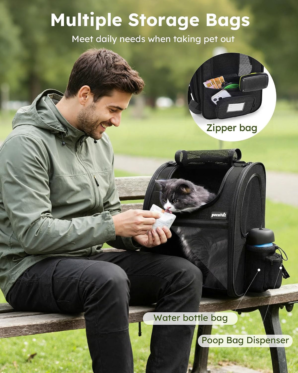 Expandable Pet Carrier Backpack | Breathable Travel Backpack for Cats & Small Dogs