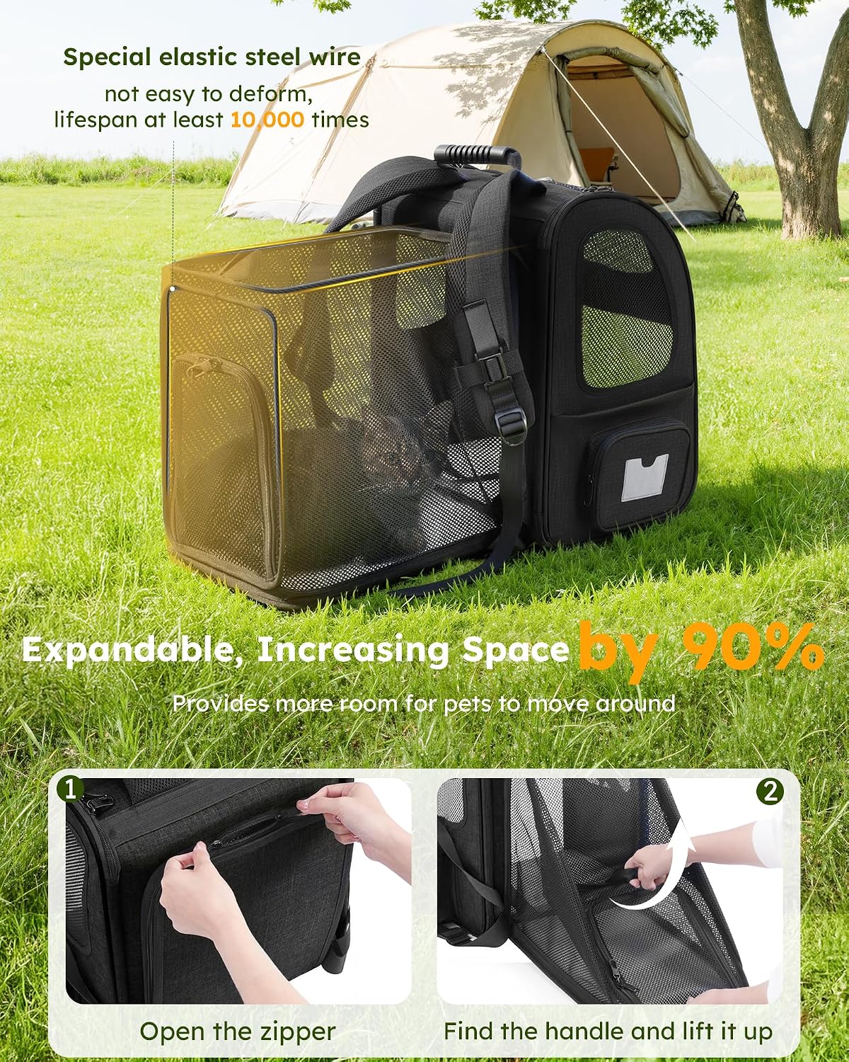 Expandable Pet Carrier Backpack | Breathable Travel Backpack for Cats & Small Dogs