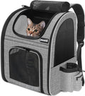 Breathable Pet Backpack Carrier | Cat & Dog Travel Rucksack, Grey (Large)