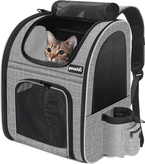 Breathable Pet Backpack Carrier | Cat & Dog Travel Rucksack, Grey (Large)