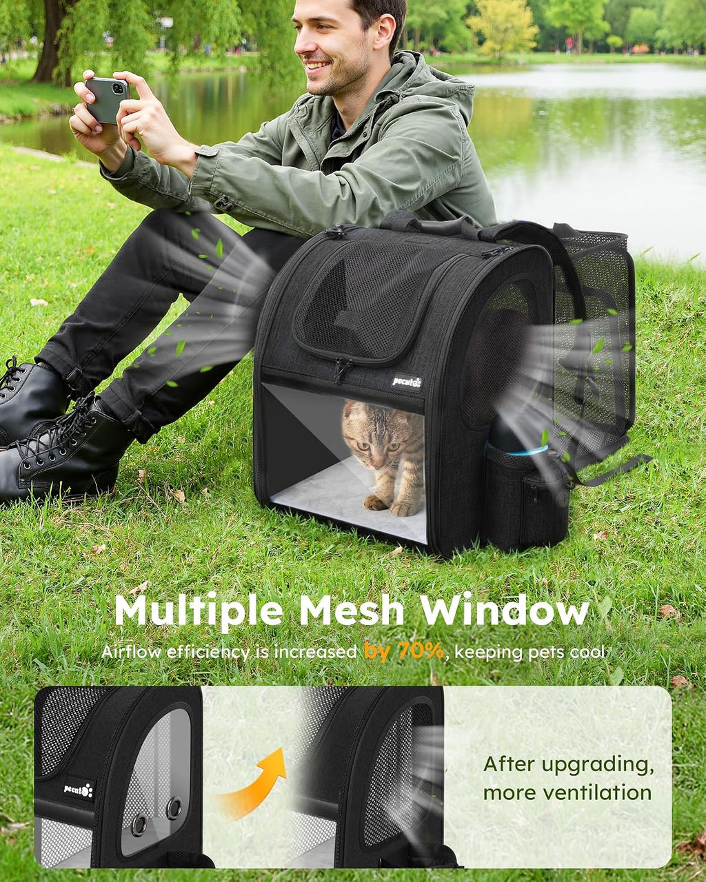 Expandable Pet Carrier Backpack | Breathable Travel Backpack for Cats & Small Dogs