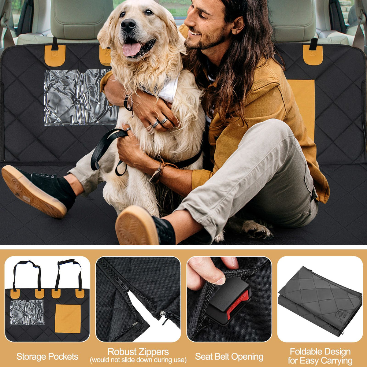 Waterproof Dog Car Seat Cover | Back Seat Hammock Protector for Pets