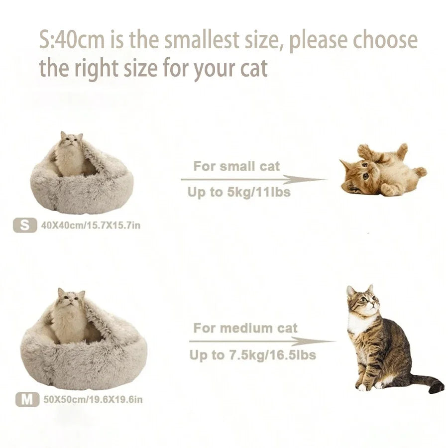 Cozy Cat Cave Bed | Soft Plush Covered Sleeping Nest for Cats & Small Dogs
