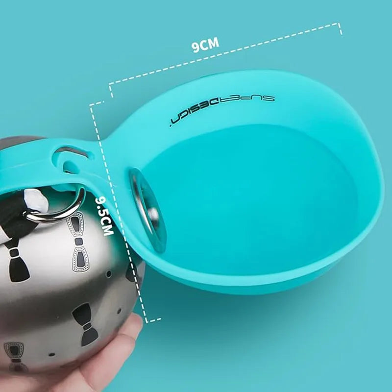 Portable Dog Water Bottle | Stainless Steel No-Spill Travel Water Dispenser with Bowl